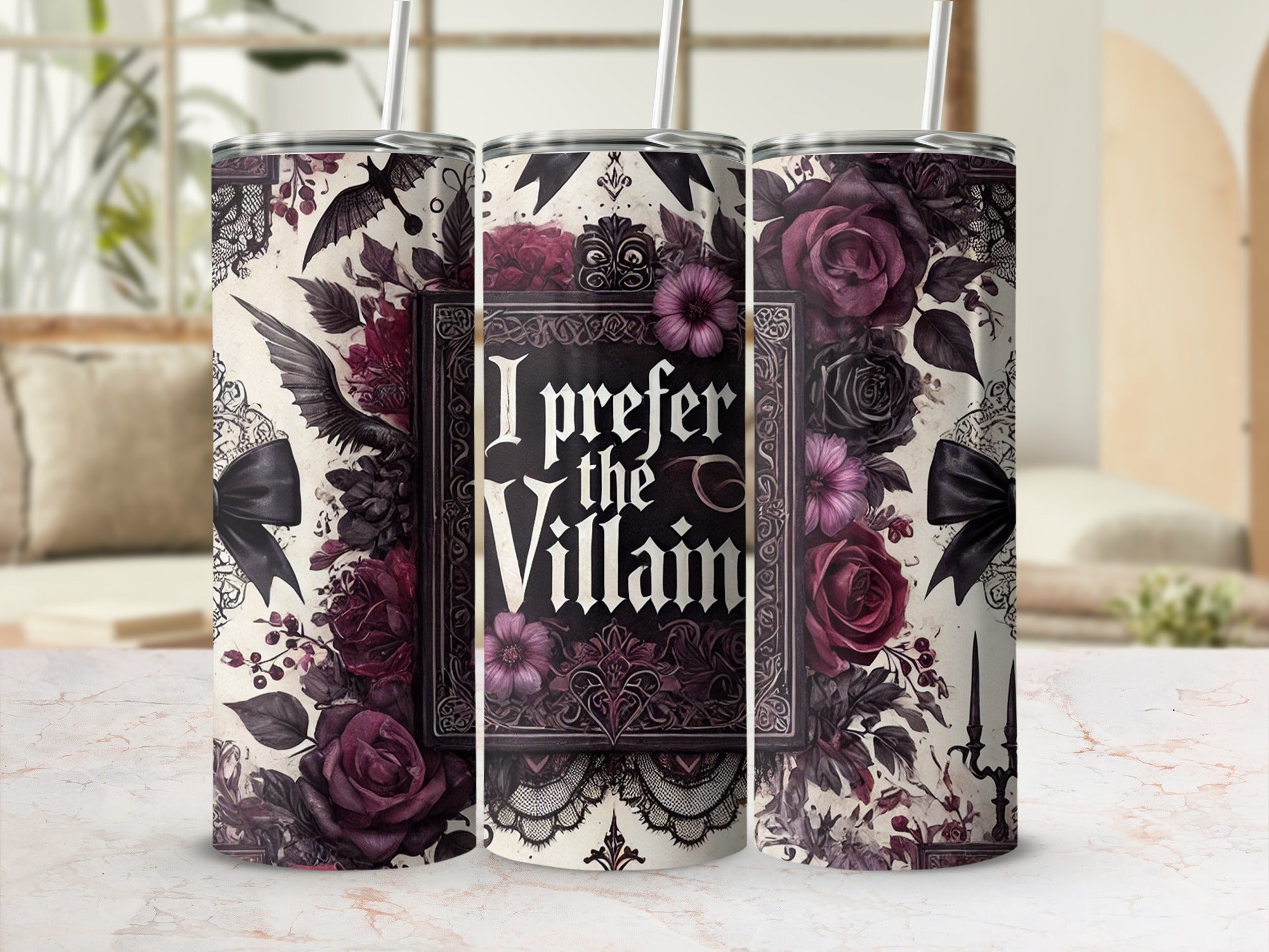 I Prefer the Villain Gothic Floral Tumbler product