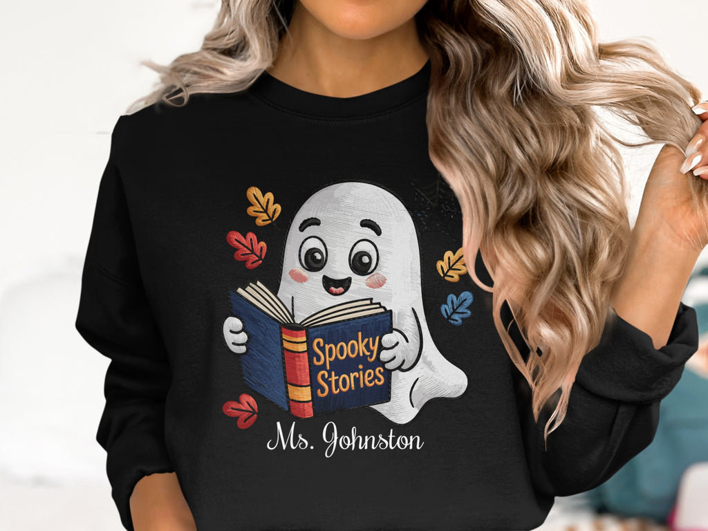 Spooky Stories Ghost Print Black Sweatshirt product
