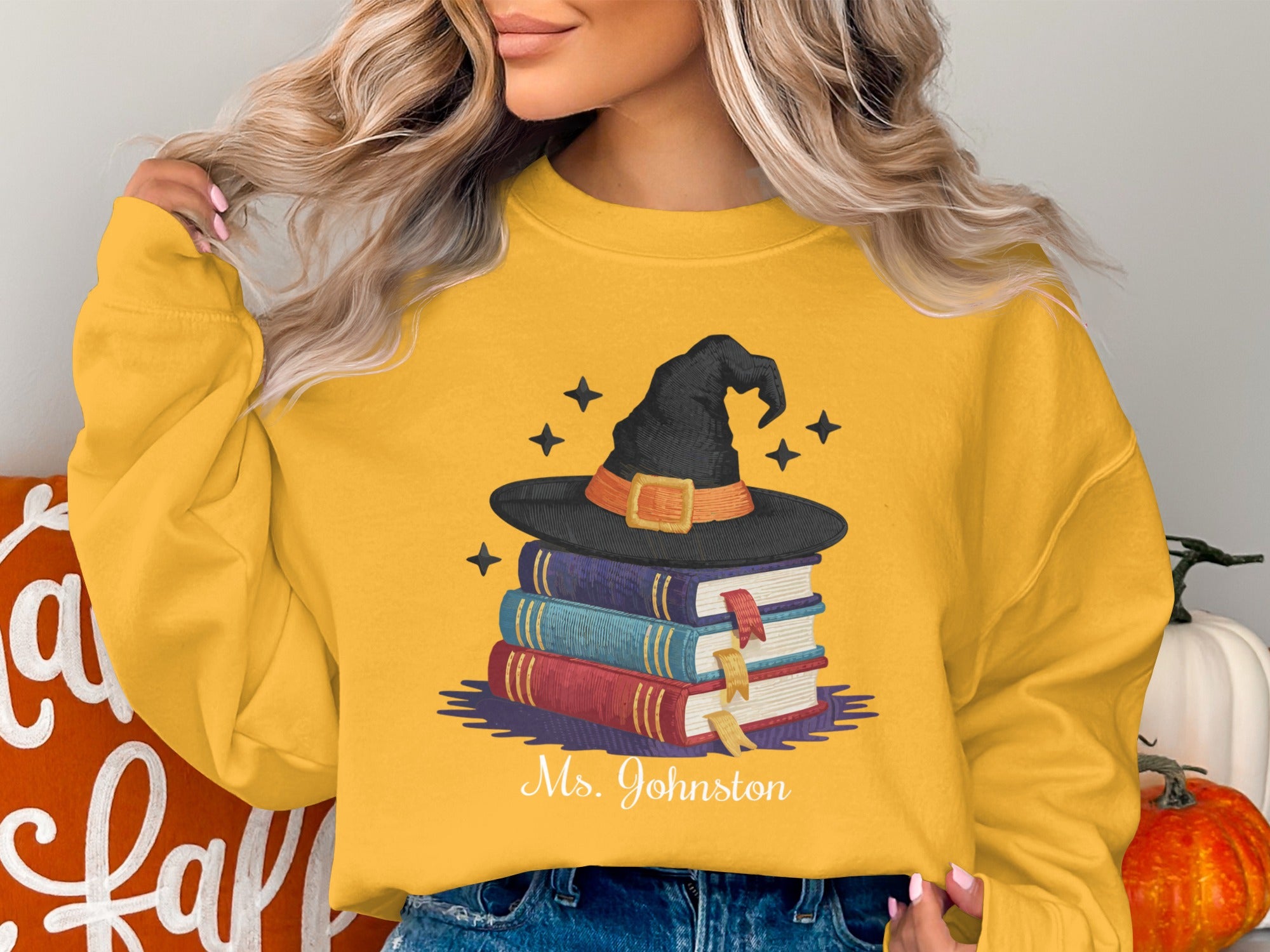 Festive Yellow Witch Hat Illustration Sweatshirt product