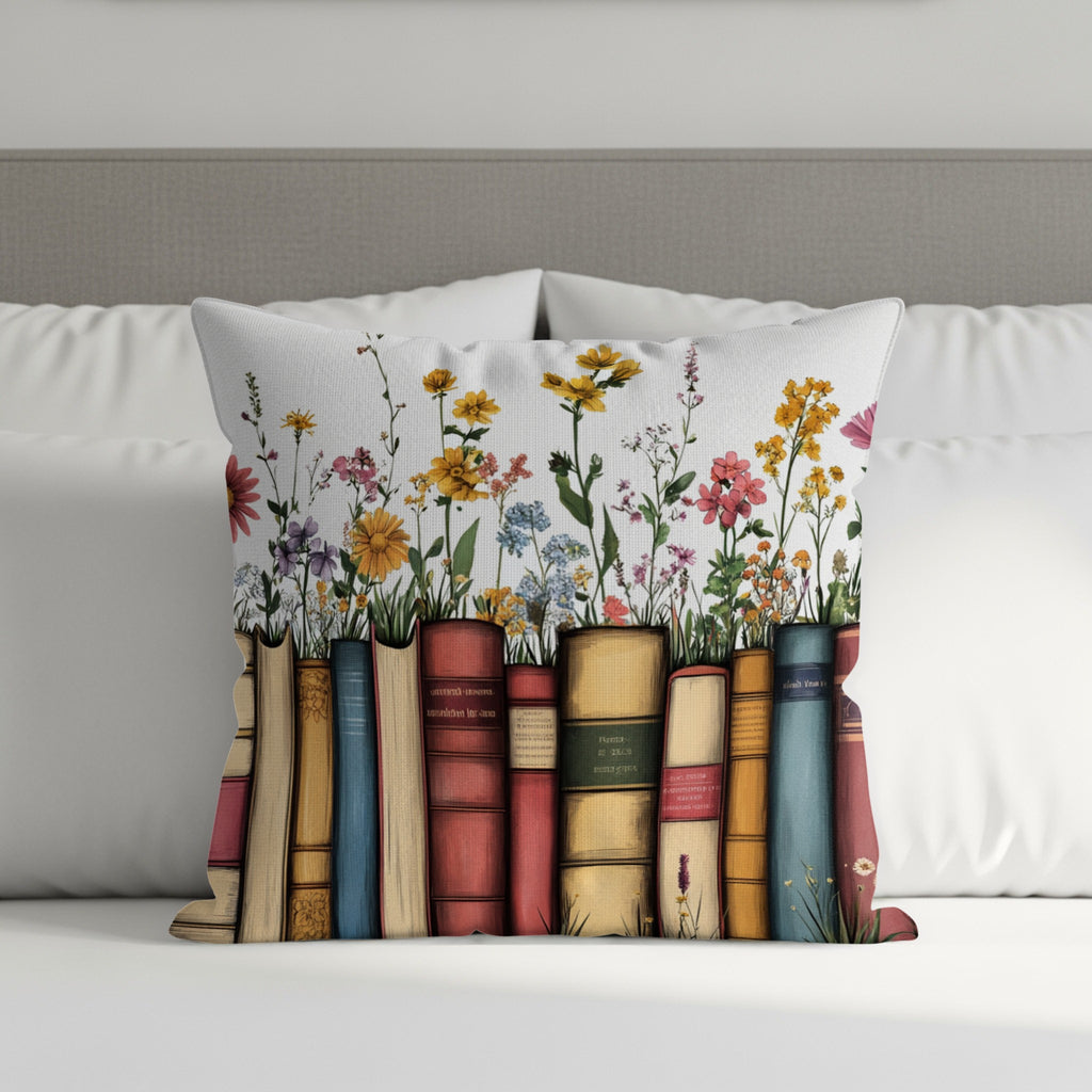 Floral Bookshelf Design Decorative Pillow product type