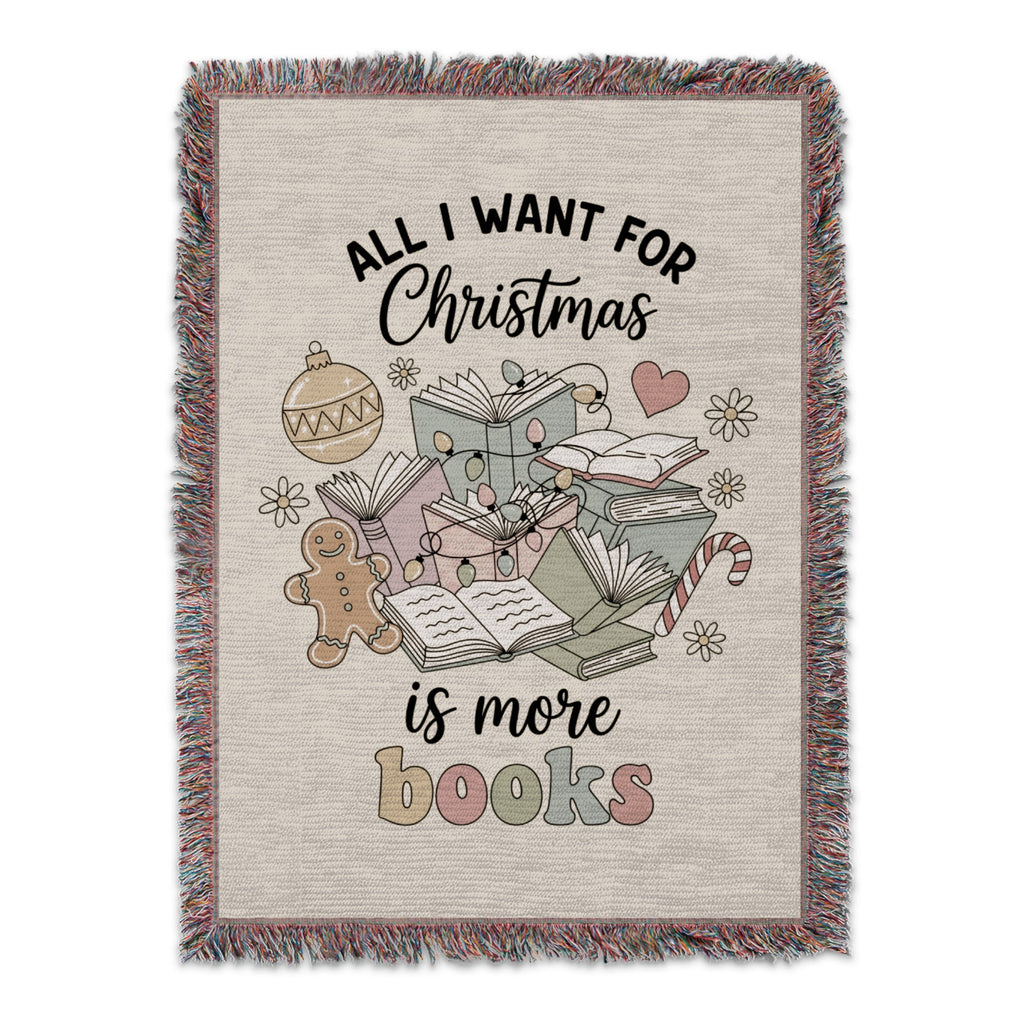 Holiday Blanket with Books Christmas Reading Throw product