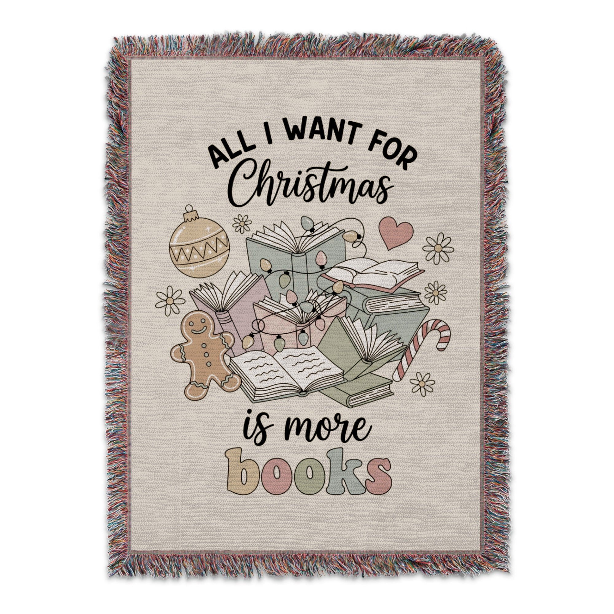 Holiday Blanket with Books Christmas Reading Throw product