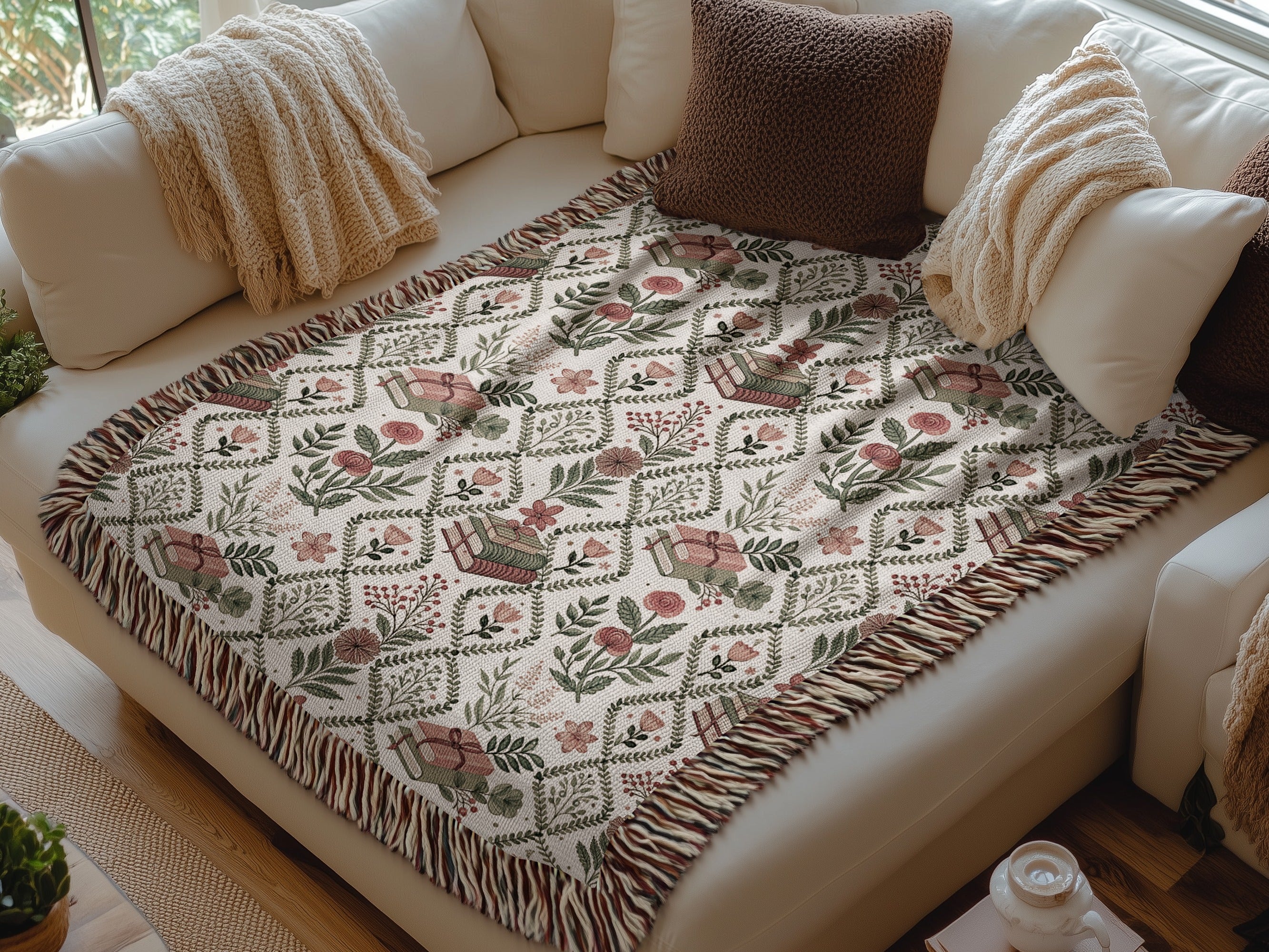 Cozy Floral and Stripe Patterned Blanket product