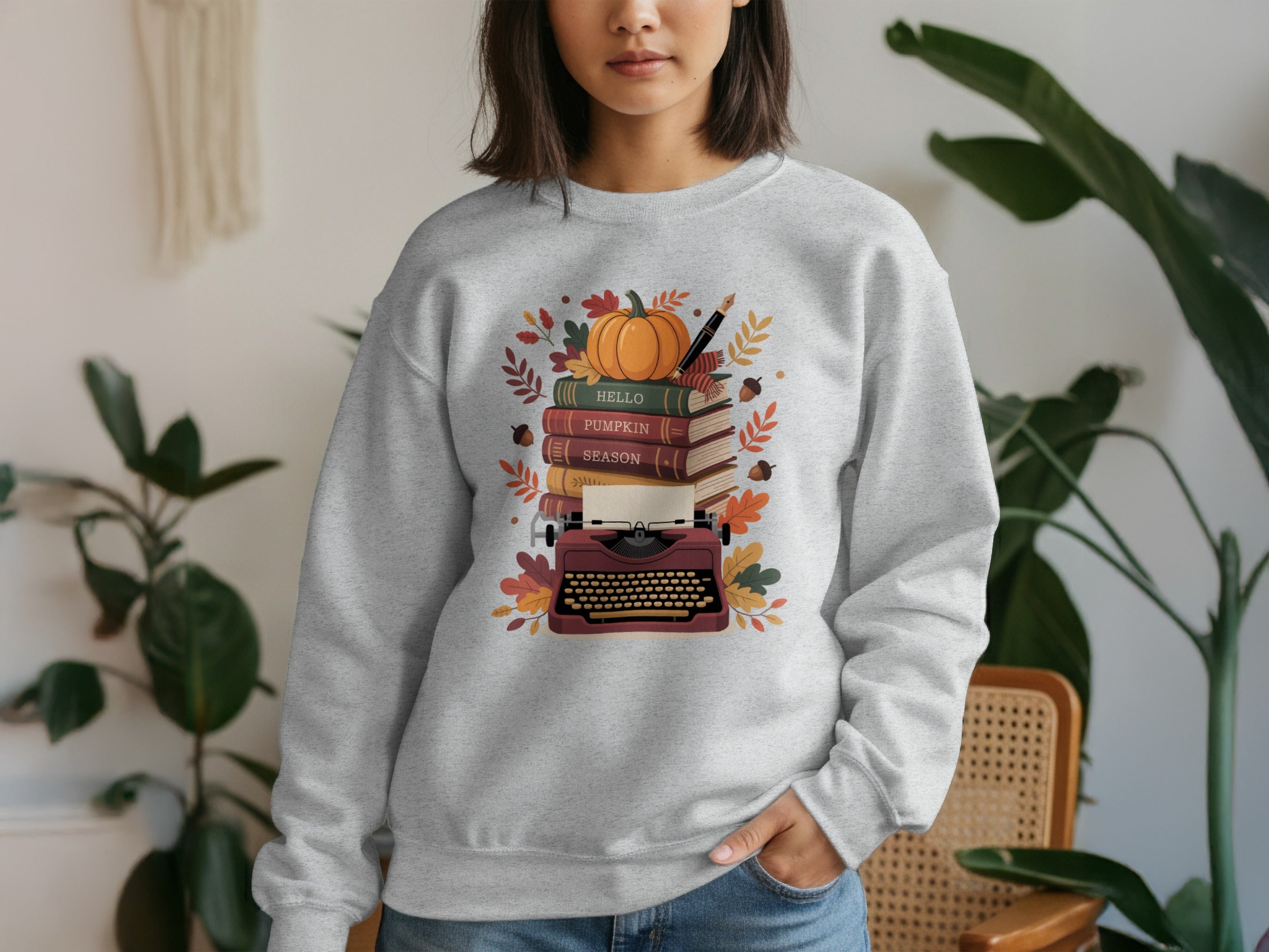 Autumn Season Stack of Books Typing Art Sweatshirt product