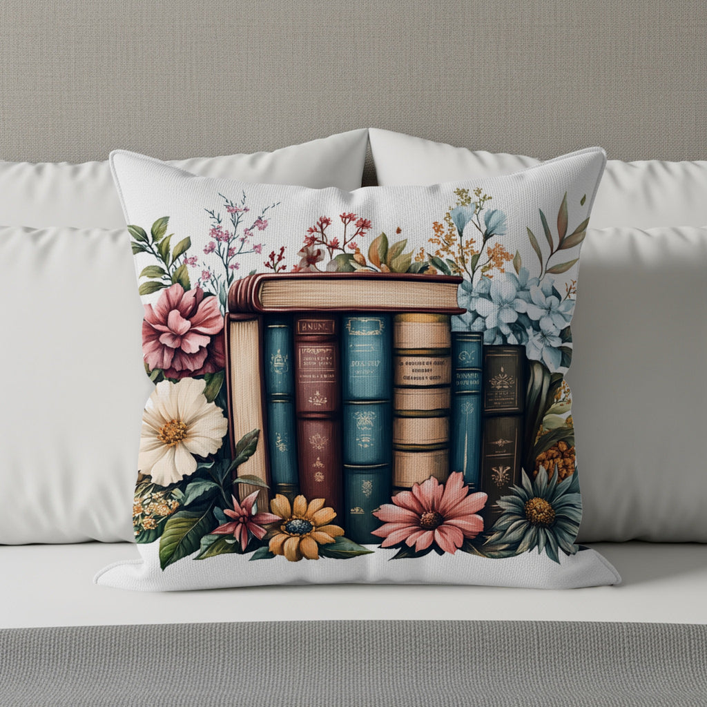 Vintage Books and Flowers Decorative Pillow product type