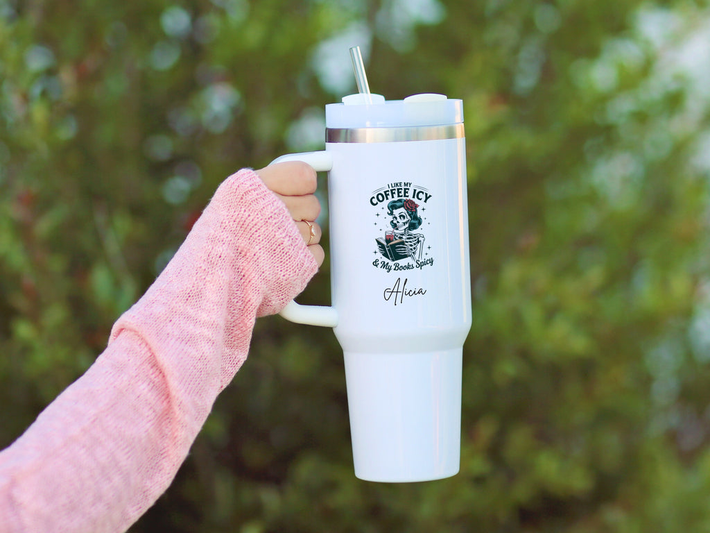 Large White Travel Mug With Straw Coffee Product