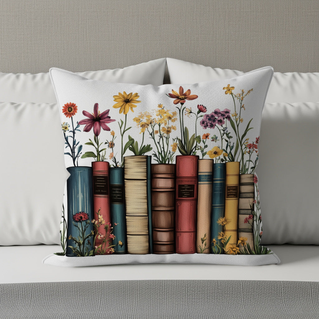 Floral Bookshelf Design Decorative Pillow product type