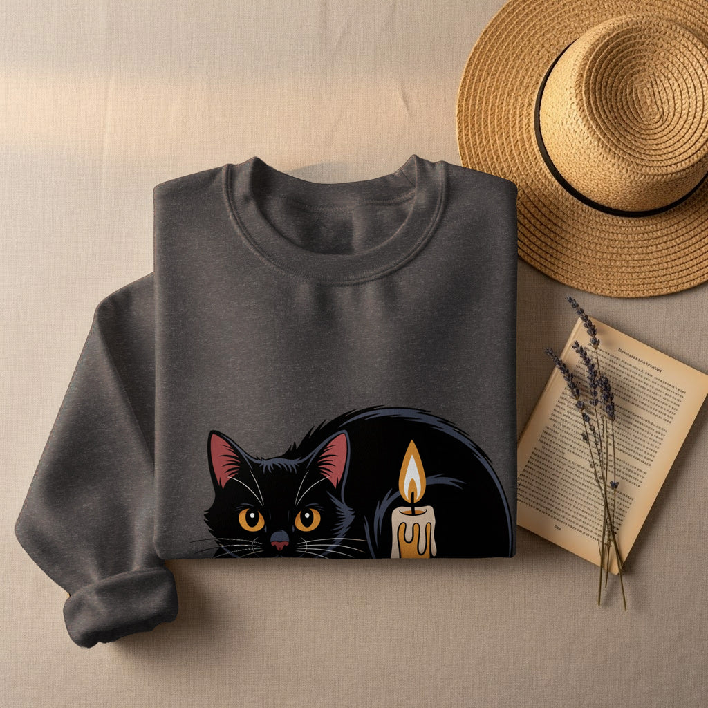 Black Cat With Candle Graphic Sweatshirt product
