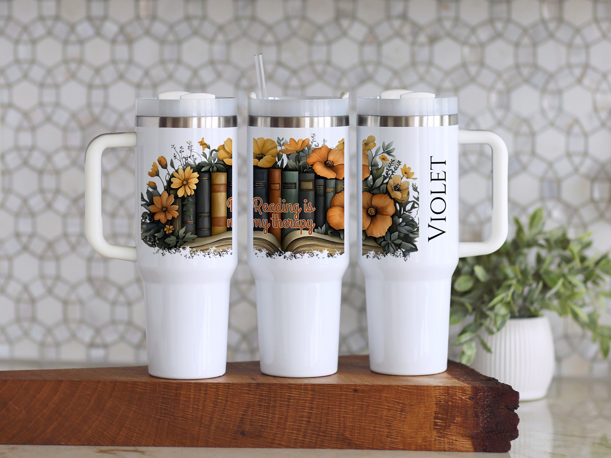 Reading is My Therapy VIolet Travel Mug product