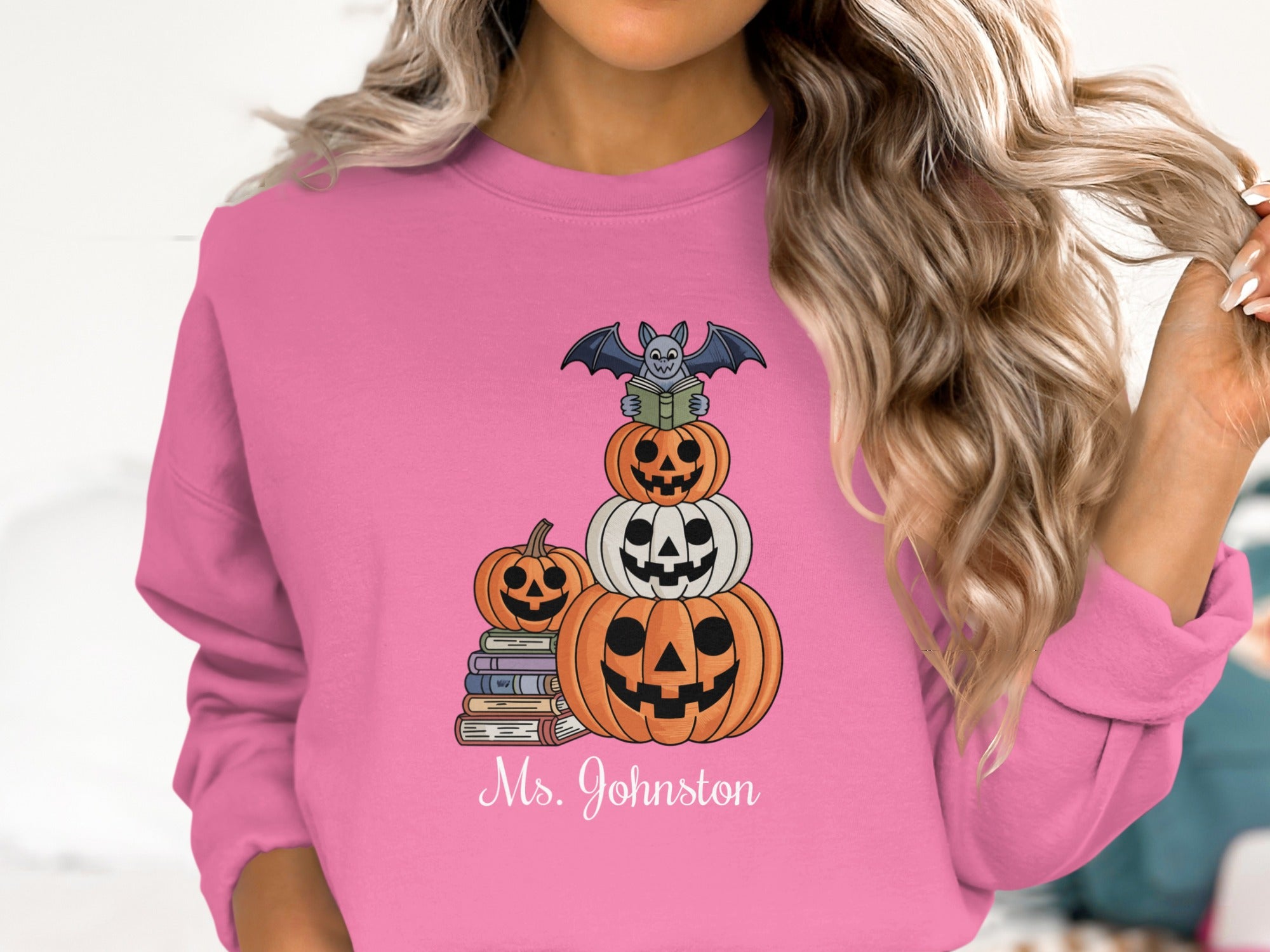 Halloween Pumpkins and Bat Design on Sweatshirt product