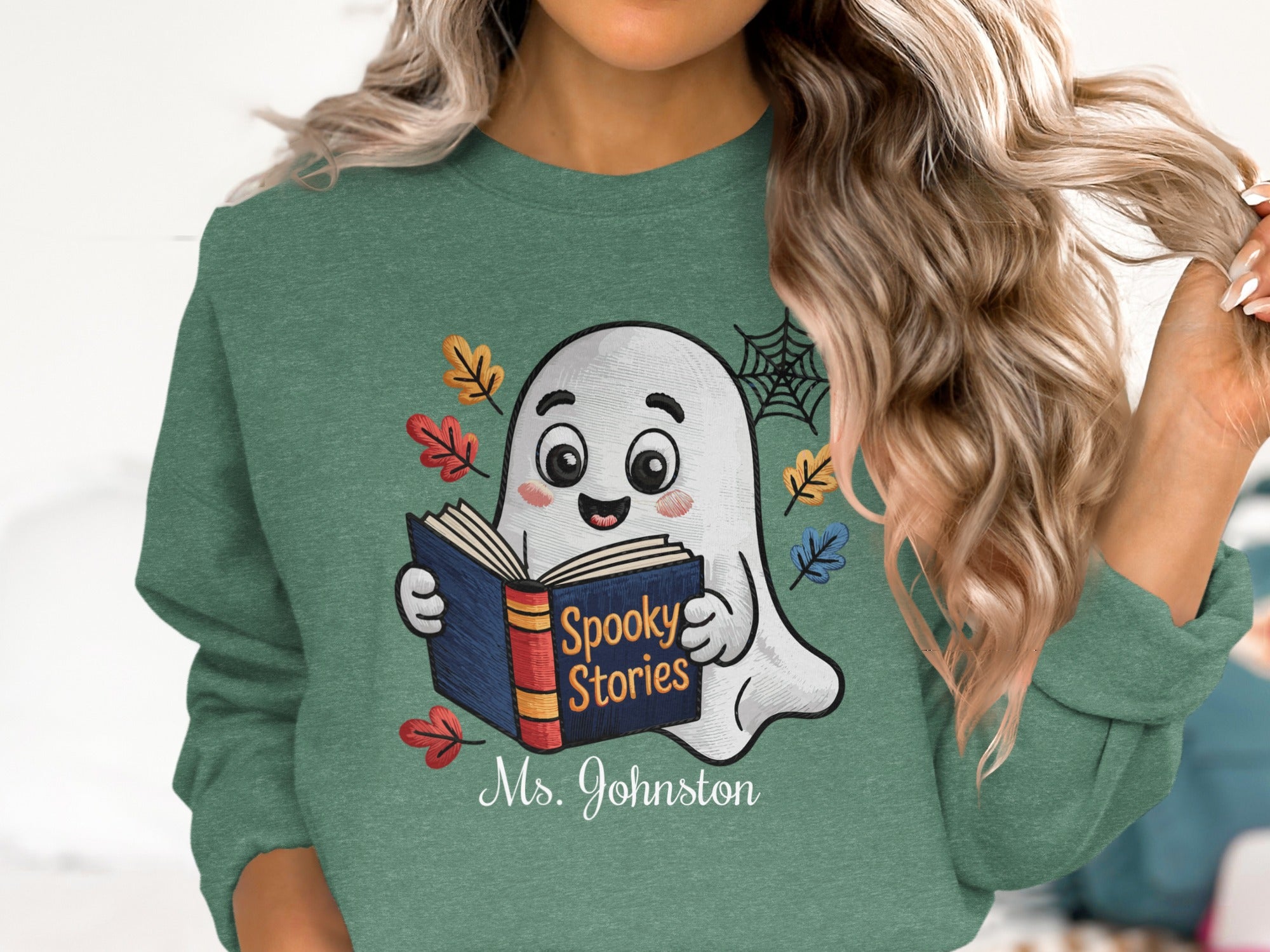 Cute Ghost Reading Book Spooky Stories Sweatshirt Product