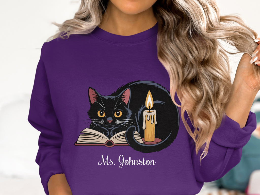 Black Cat with Candle Purple Sweatshirt product