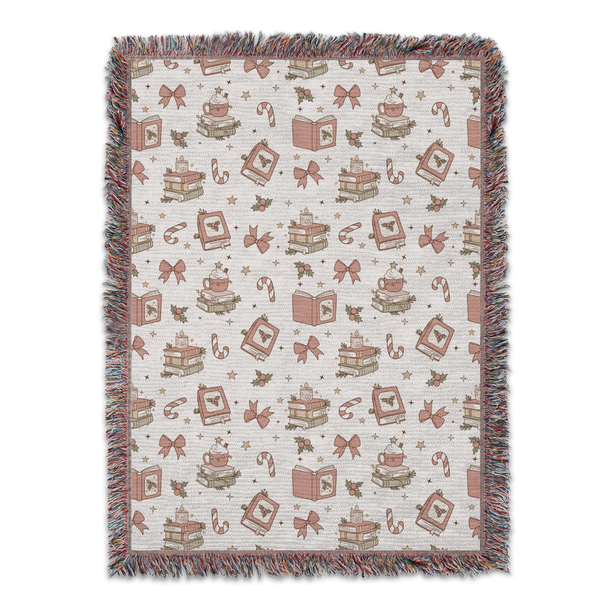 Festive Books Christmas Candy Canes Patterned Blanket product