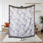 Floral Patterned Blue and White Blanket product type