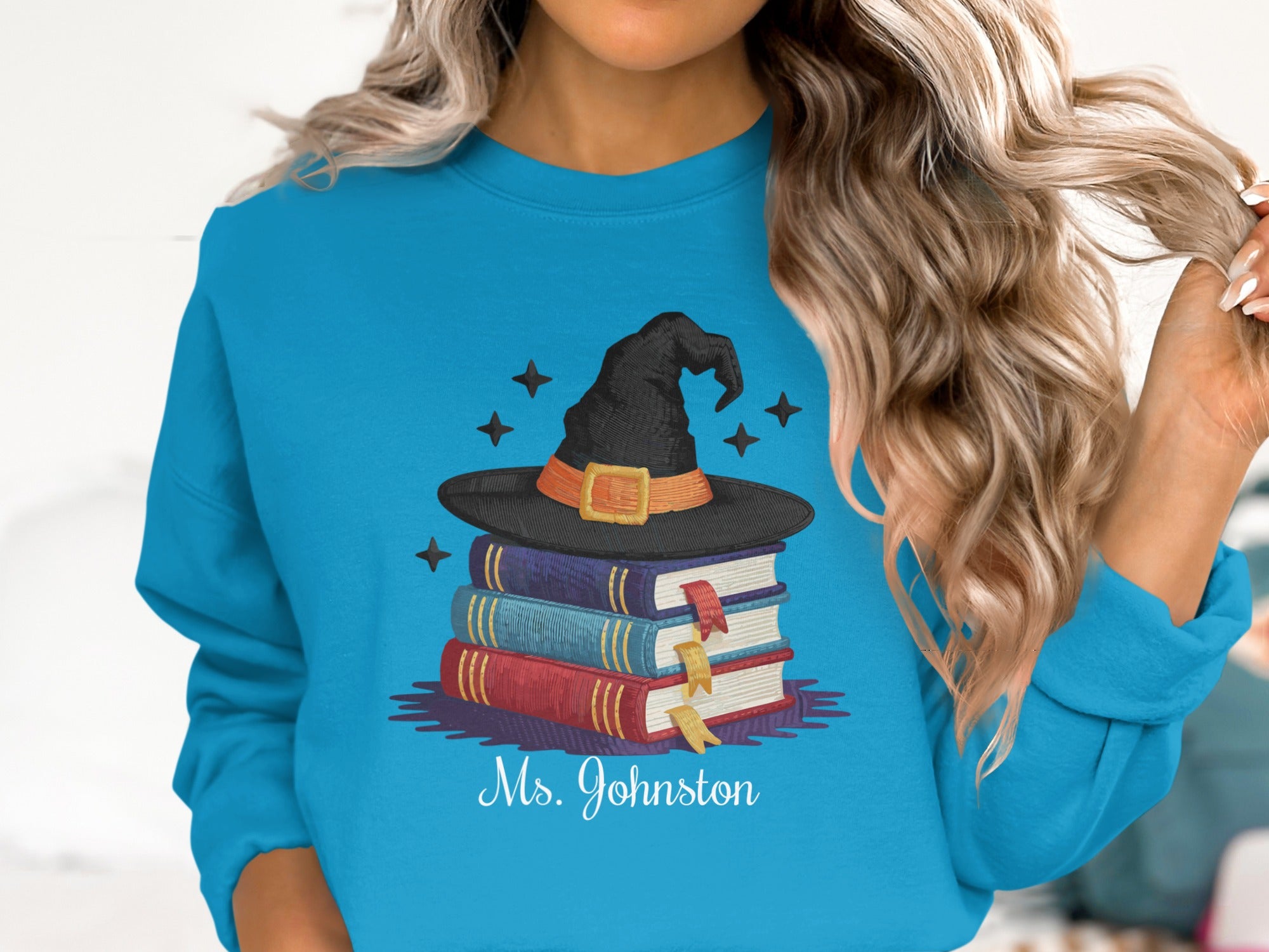 Stack of Books with Witch Hat Graphic Sweatshirt product type