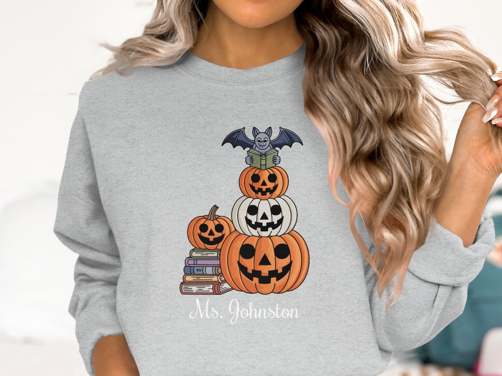 Halloween Pumpkins and Bat Graphic Sweatshirt product type
