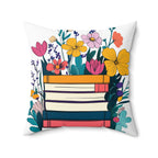 Colorful Floral Stack of Books Throw Pillow product