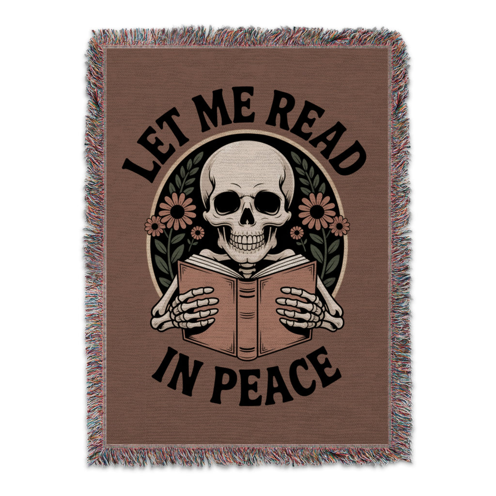 Let Me Read In Peace Skeleton Print Blanket product