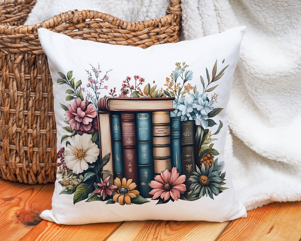 Cozy Colorful Floral Book Design Pillow product type
