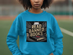 Read Banned Books Design on Blue Sweatshirt product type