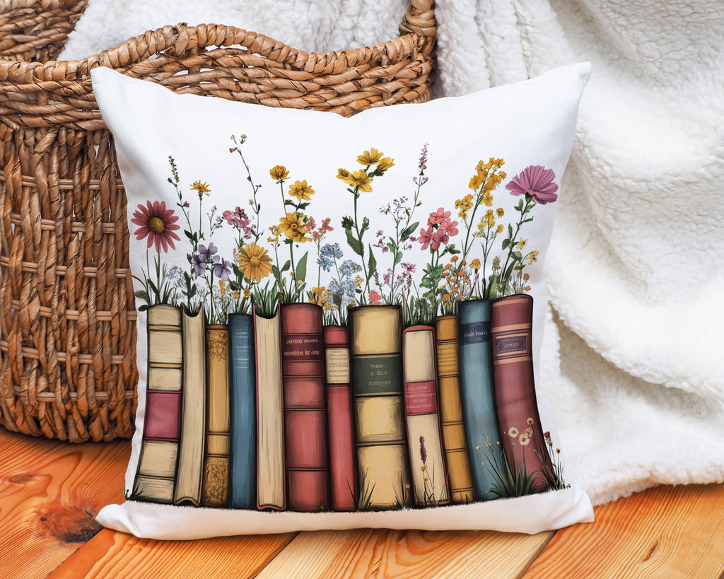Floral Books Design Cozy Decorative Pillow product