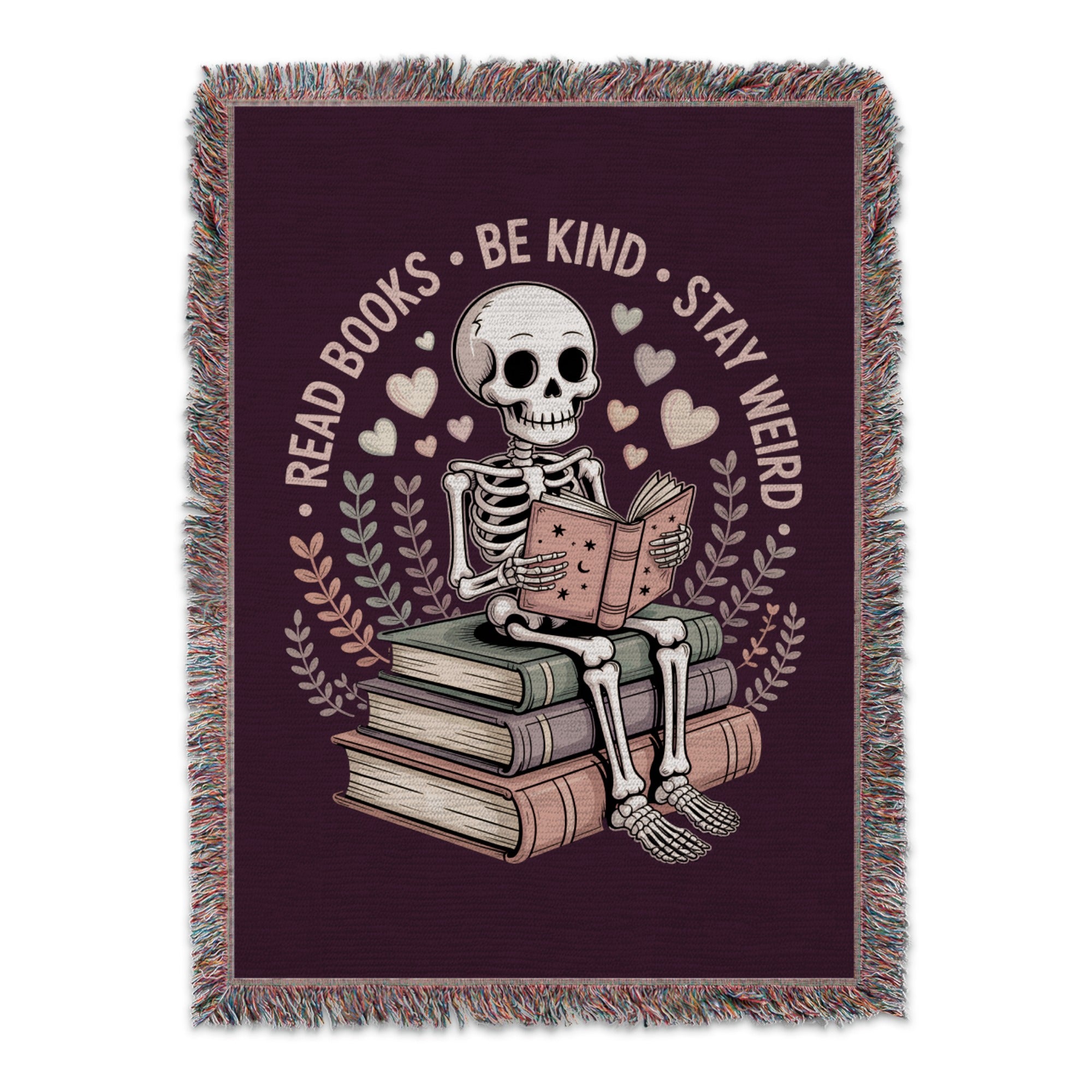 Read Books Be Kind Stay Weird Skeleton Blanket product
