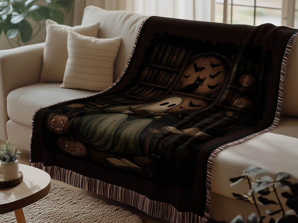 Cozy Halloween Ghost and Pumpkin Design Blanket product