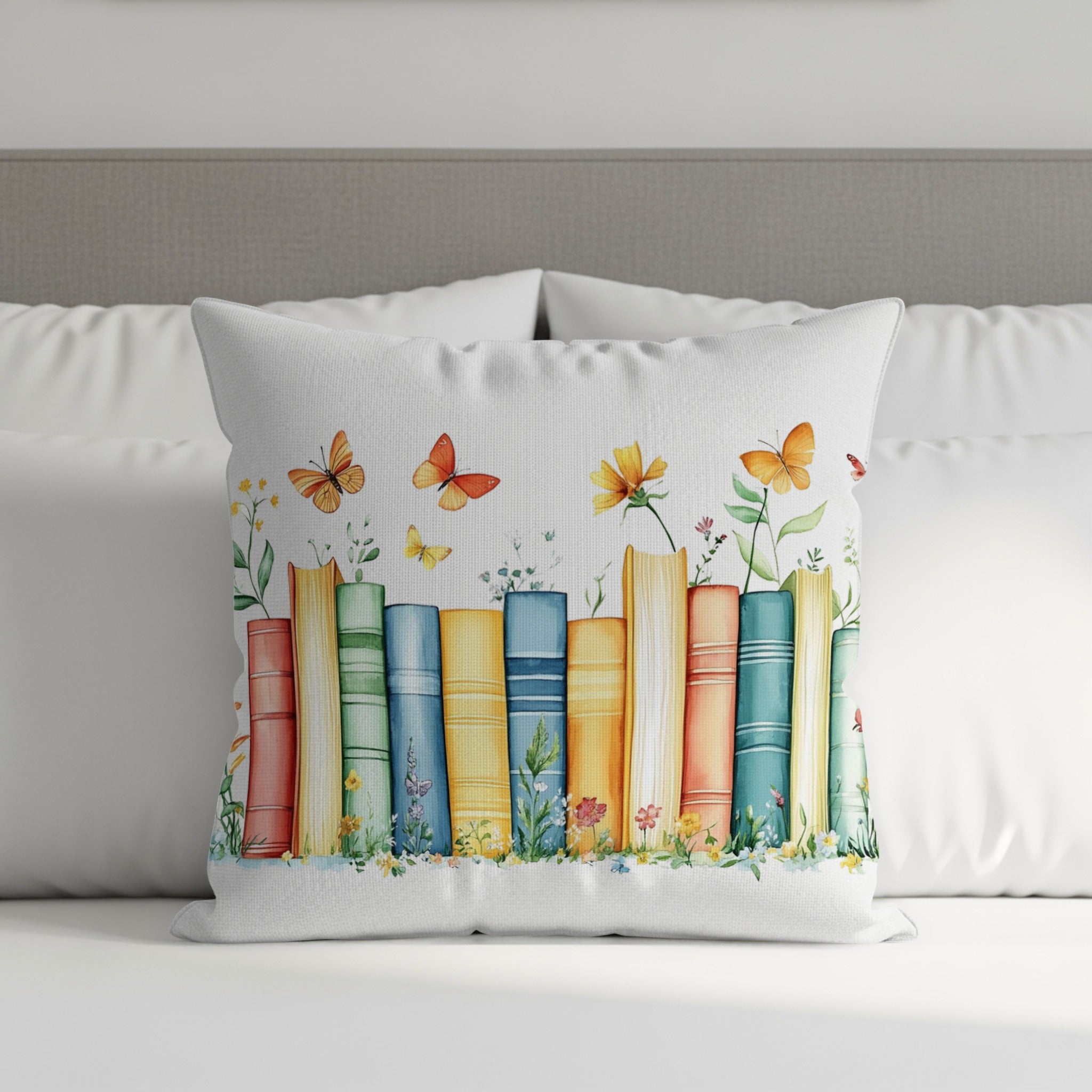 Colorful Books and Butterflies Design Pillow product