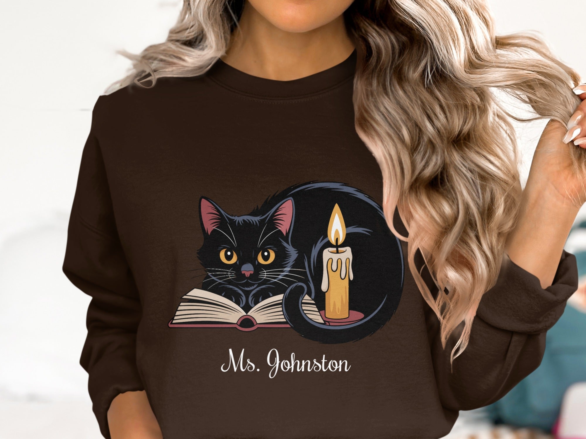 Ms Johnston Black Cat and Book Design Sweatshirt product type