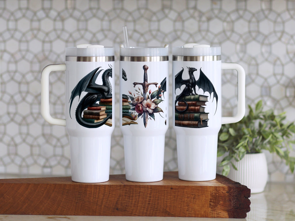 Dragon and Books Design Travel Mug product