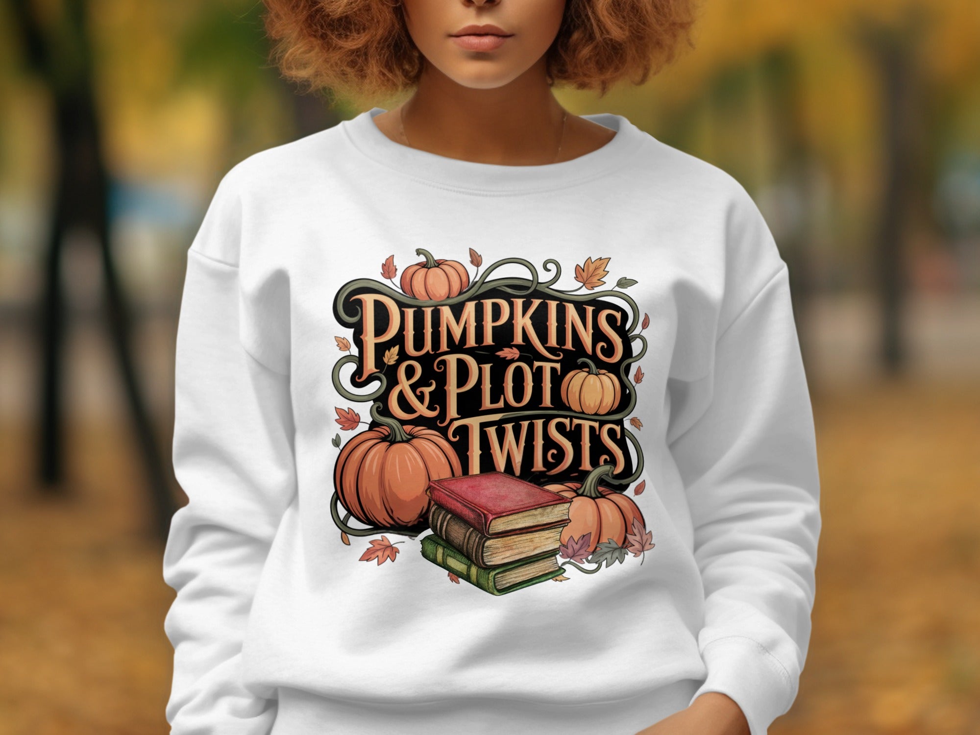 Cozy Pumpkins and Plot Twists Themed Sweatshirt product