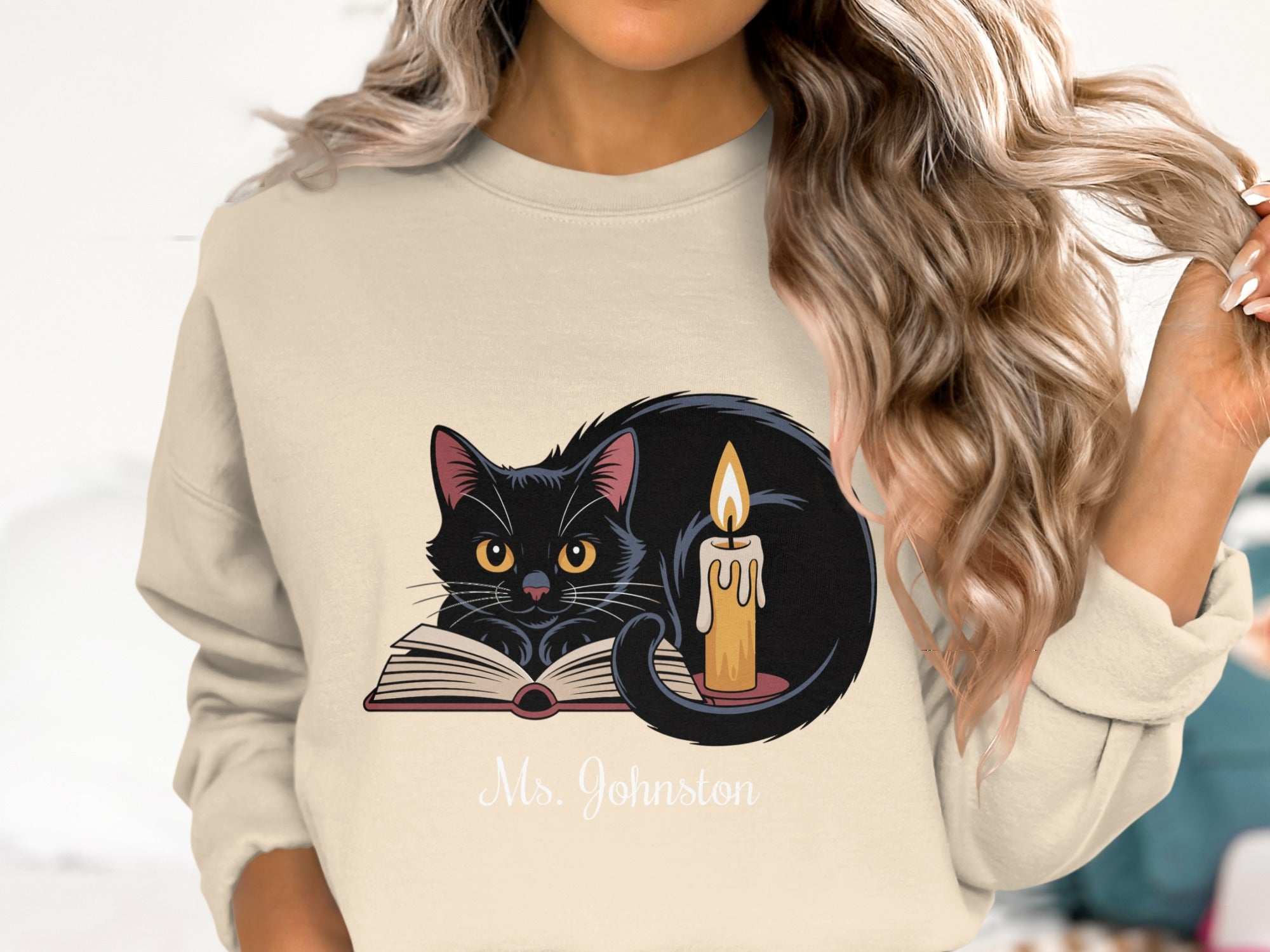 Cozy Black Cat and Candle Sweatshirt product