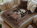 Let Me Read In Peace Skeleton Brown Blanket product