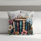 Vintage Floral Bookshelf Design Throw Pillow product