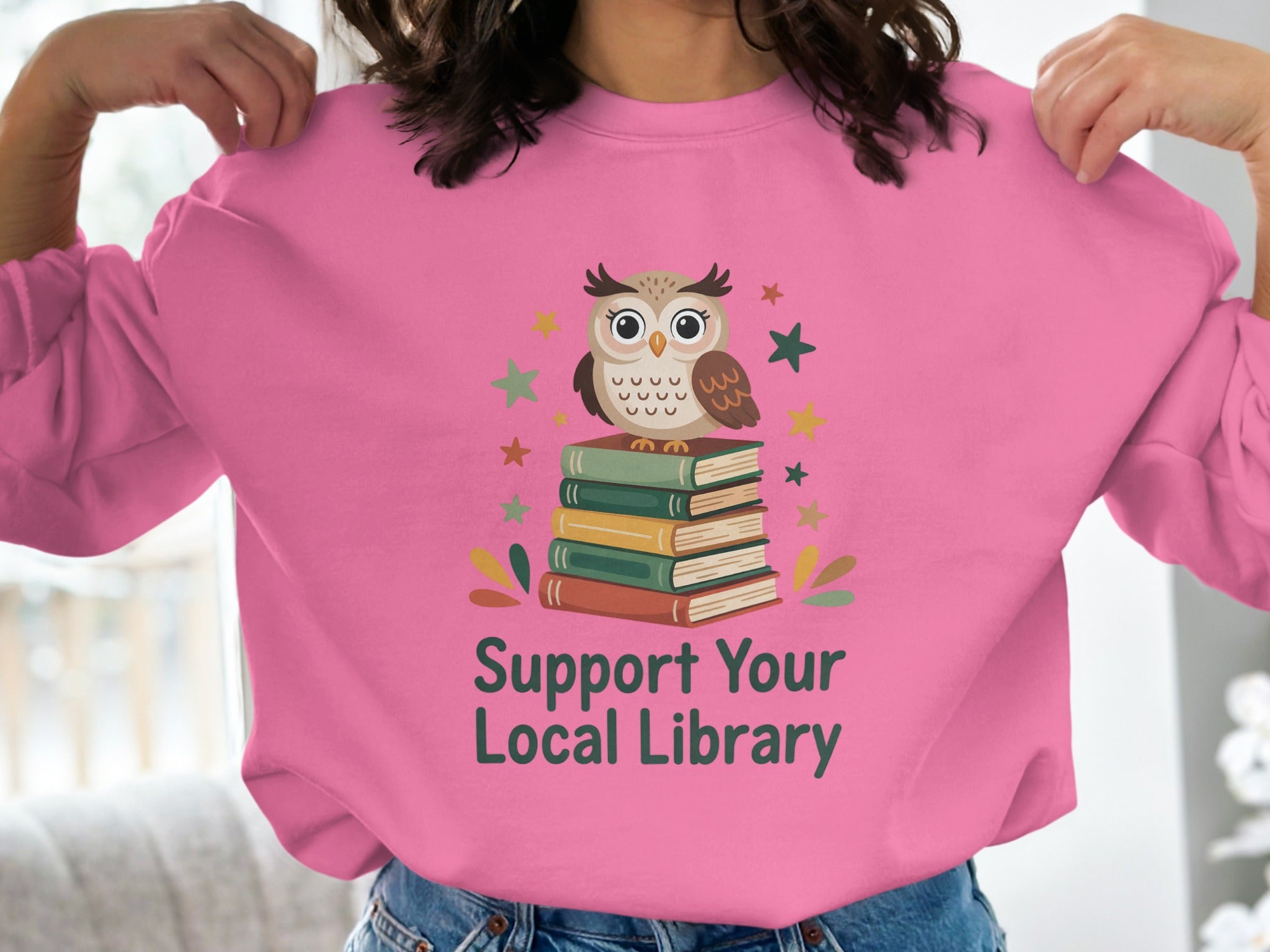 Support Your Local Library Owl Design Shirt product type