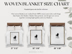 Woven Blanket Featuring Bold Cat Design Size Chart product