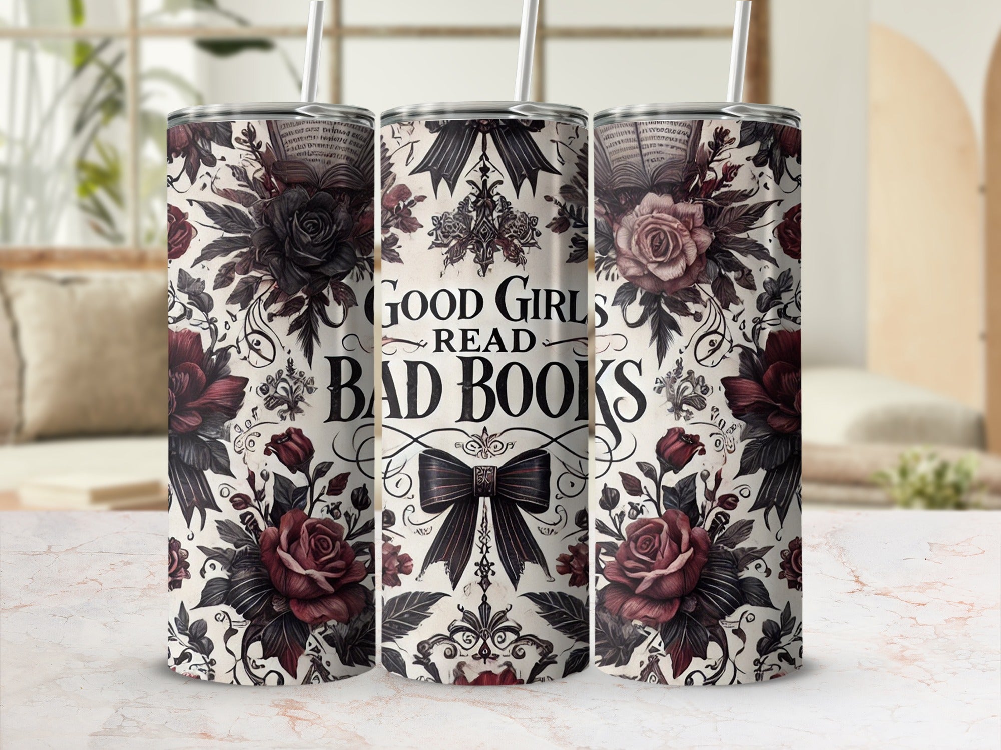 Good Girls Read Bad Books Floral Tumbler product