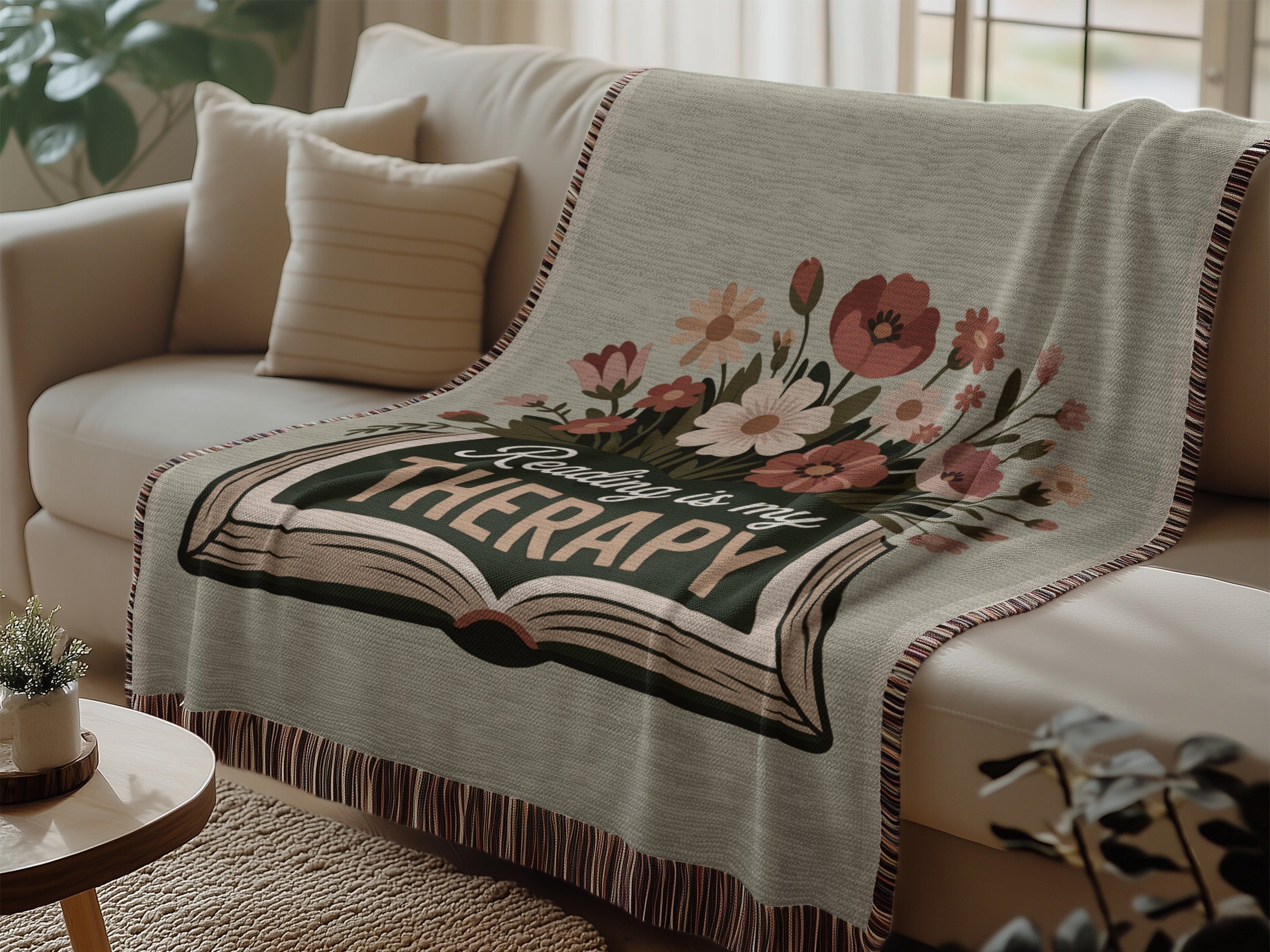 Reading is My Therapy Floral Blanket product