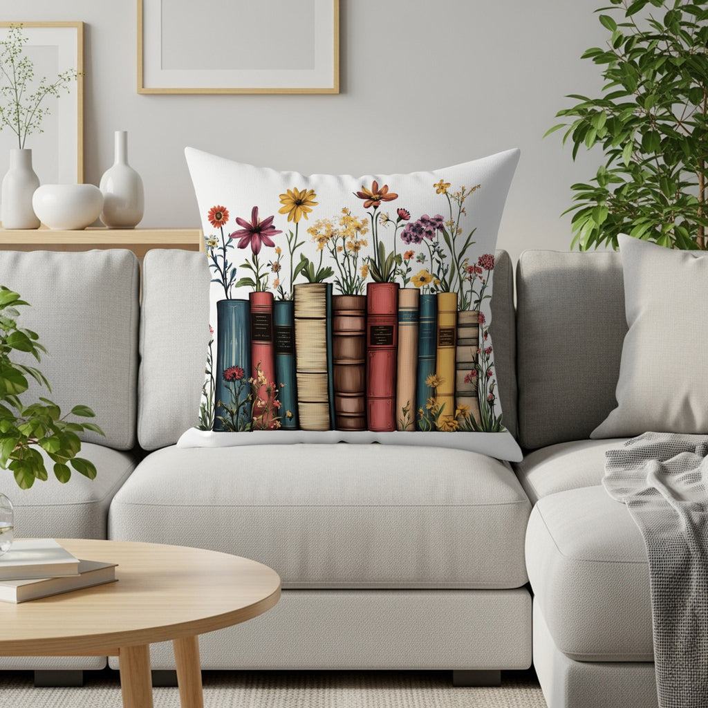 Vintage Book and Floral Art Decorative Pillow product type