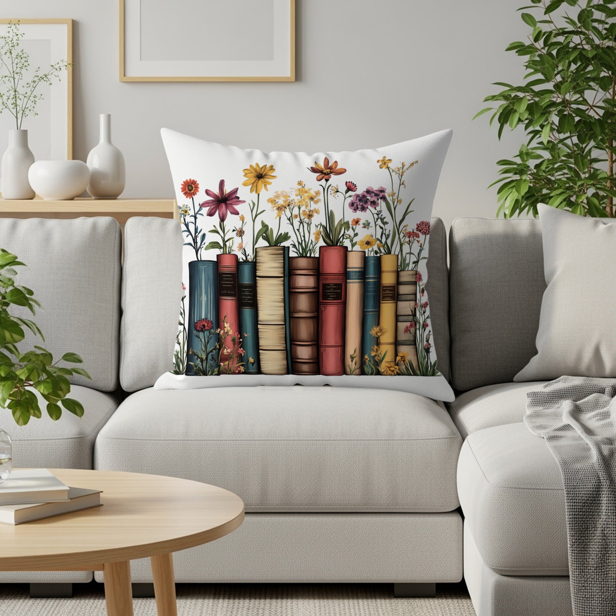 Vintage Book and Floral Art Decorative Pillow product type