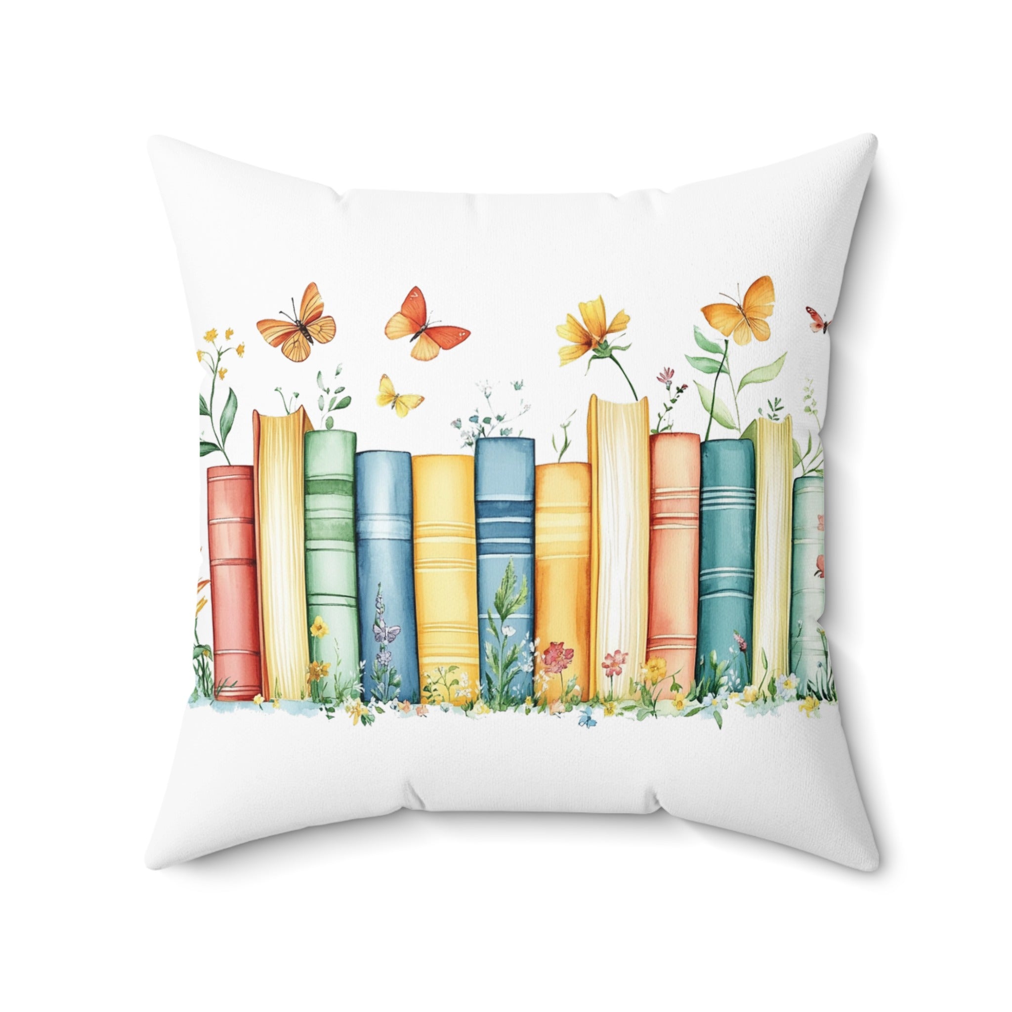 Charming Floral Bookshelf with Butterflies Pillow product type