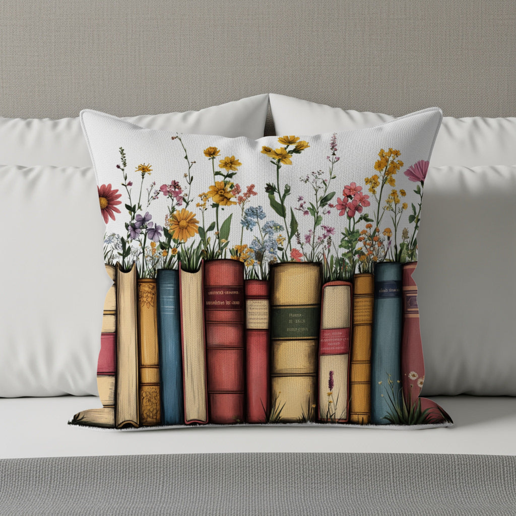 Colorful Books and Flowers Design Pillow product