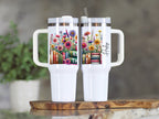 Colorful Floral and Books Large Travel Mug product