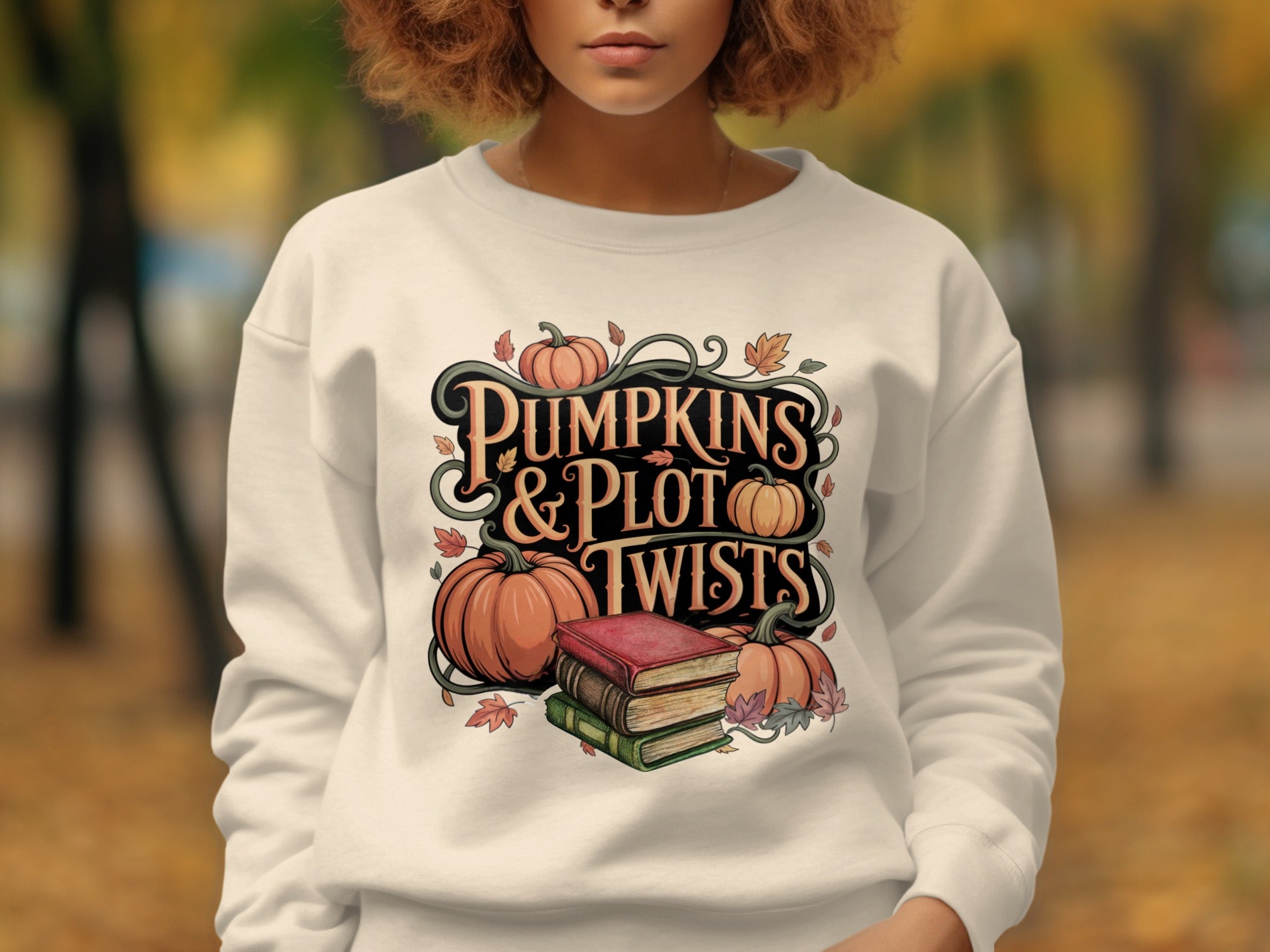 Pumpkins and Plot Twists Autumn Cozy Sweatshirt product type