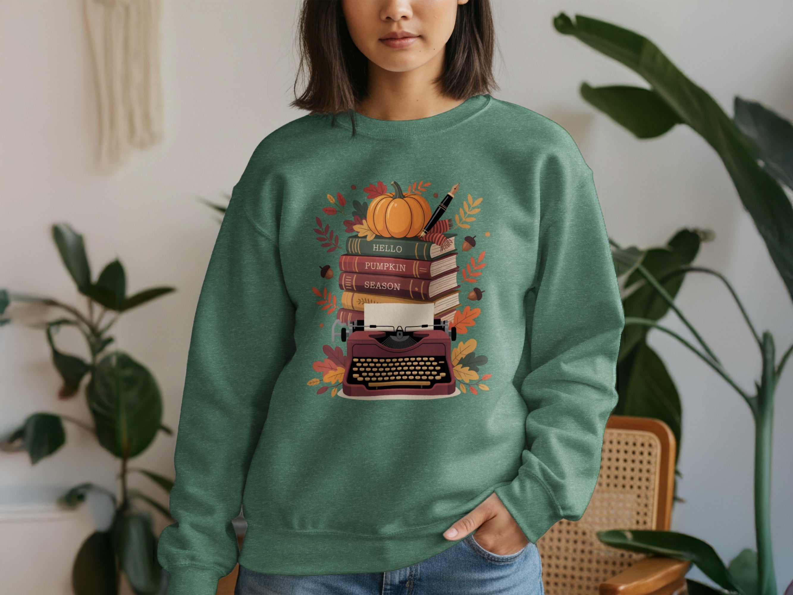 Cozy Autumn Book Stack Sweater Perfect Fall Season product type