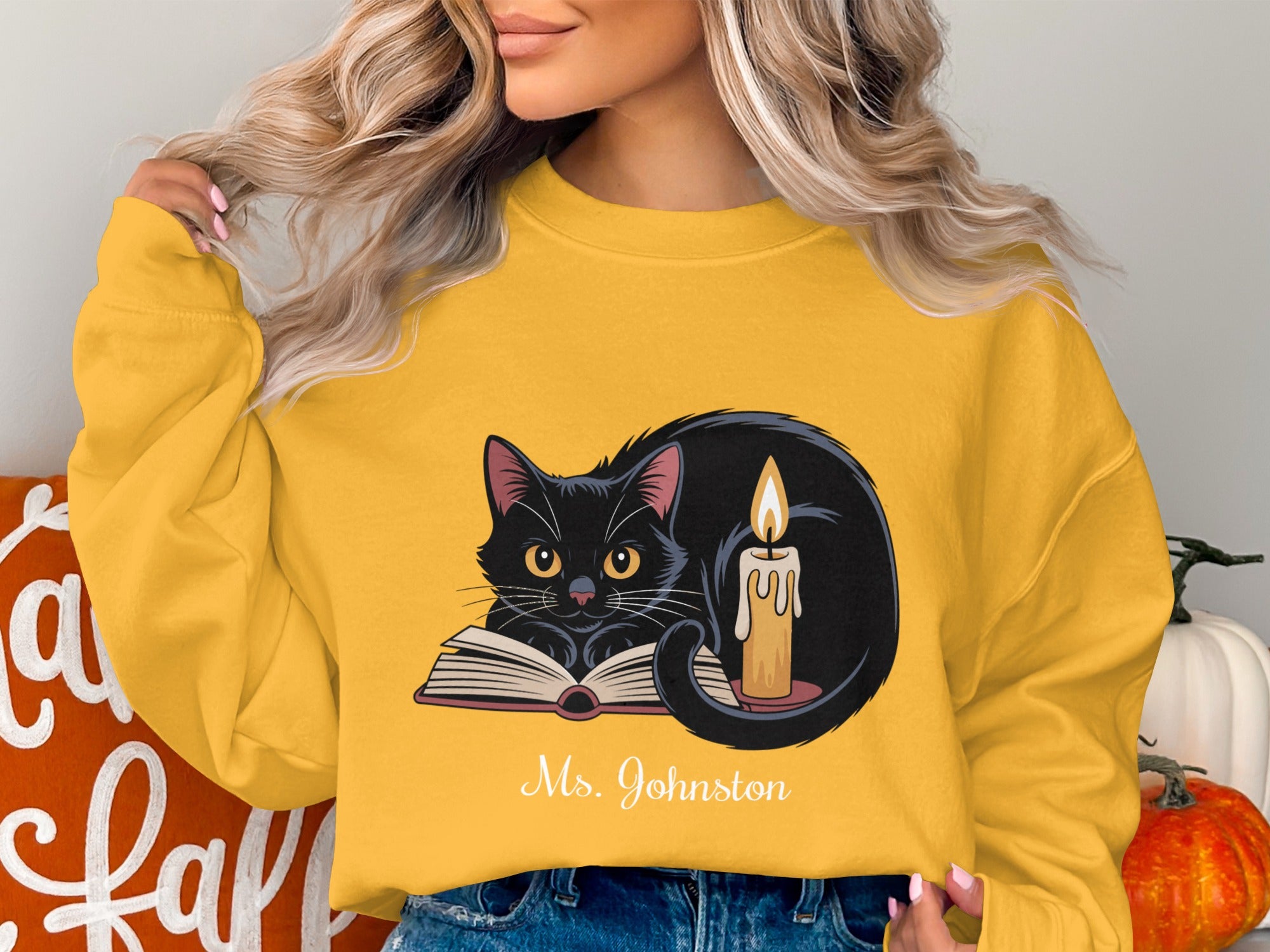 Cozy Black Cat with Candle Sweater Product