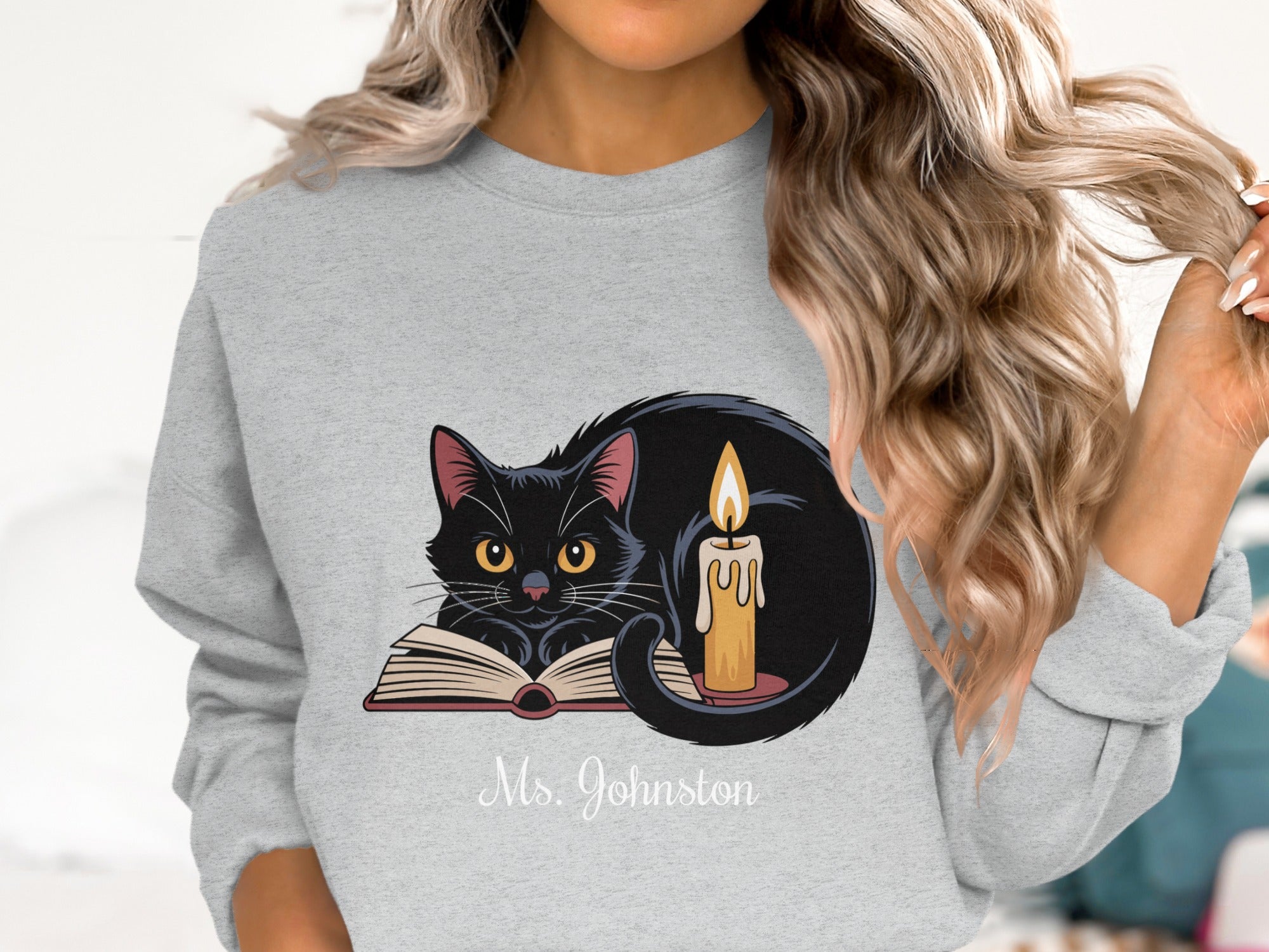 Cute Black Cat with Candle Graphic Sweatshirt product type