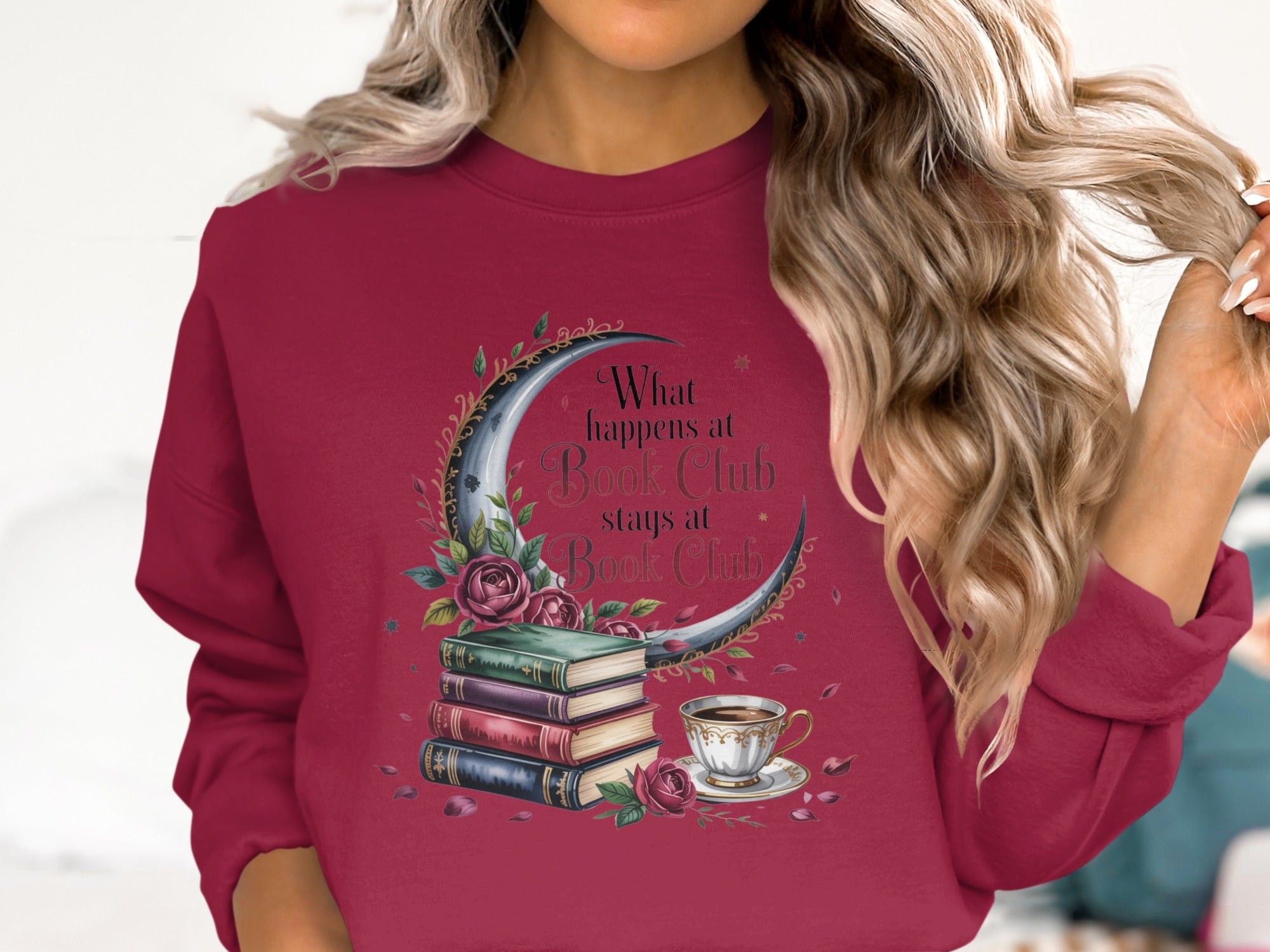 Book Club Moon Graphic Reading Design Sweatshirt Product