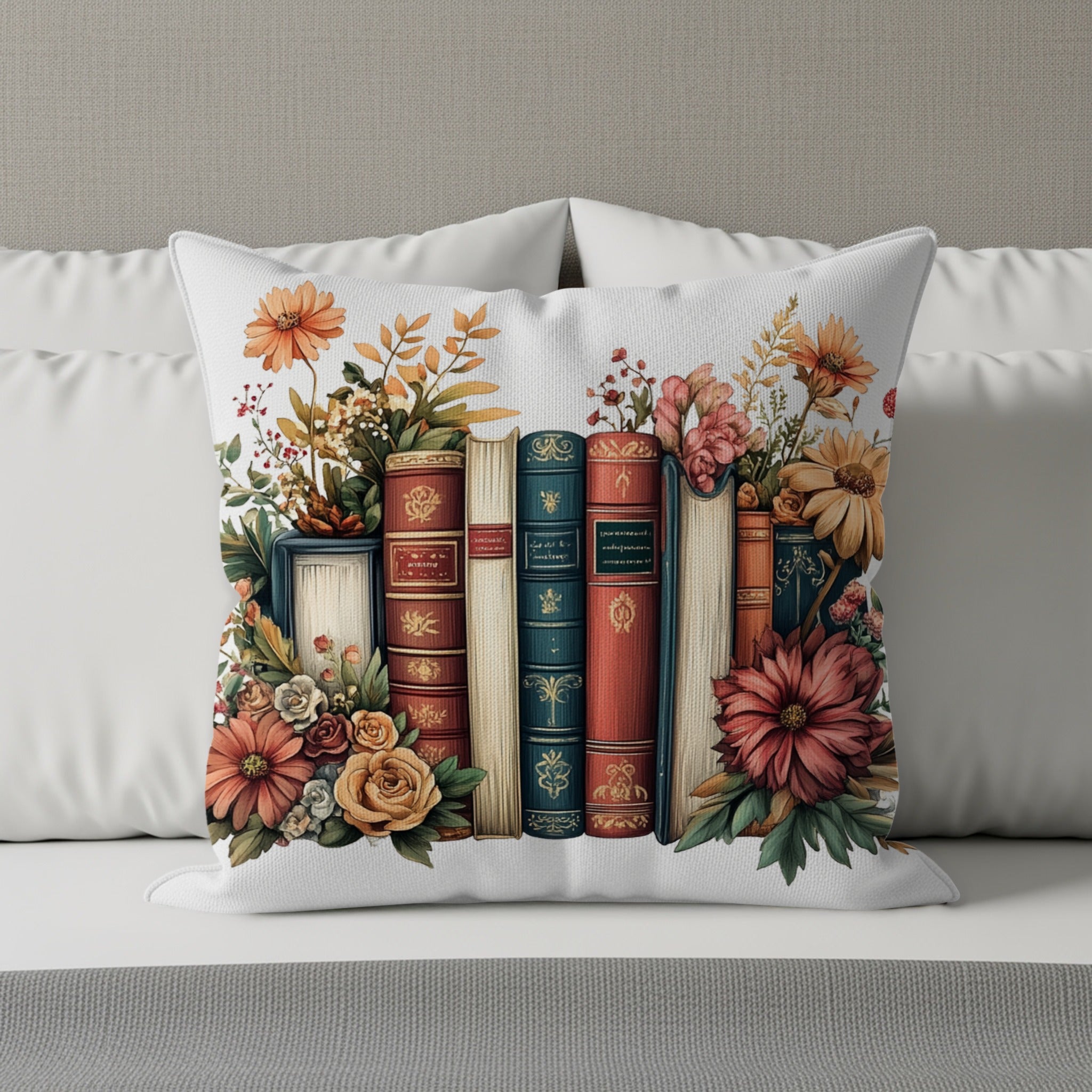 Floral Bookstack Print Cushion for Home Decor product