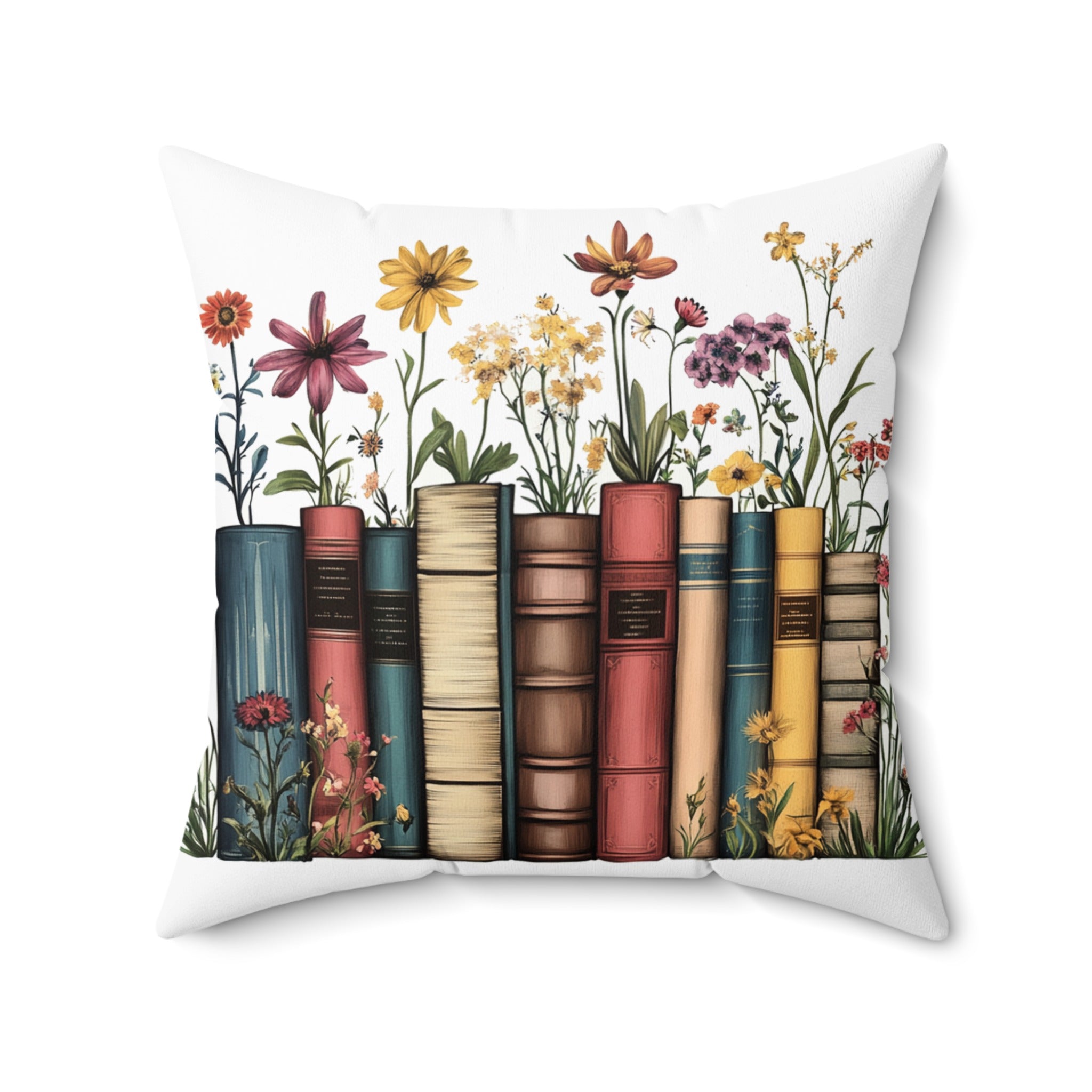 Colorful Books and Flowers Printed Pillow product